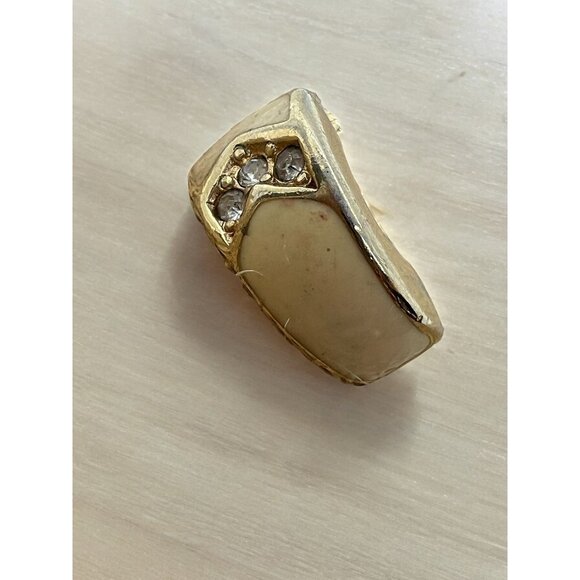 Vintage Christian Dior SINGLE Clip On Earring Gold Tone Cream Enamel Replacement - Picture 1 of 4